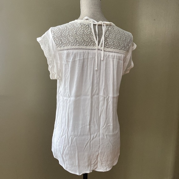 Cream/off white Daniel Rainn short sleeve top sz M - Picture 6 of 10